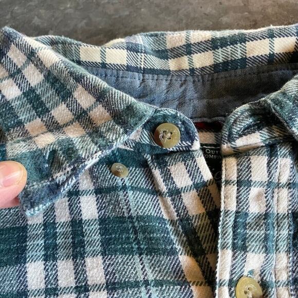 Woolrich Plaid Flannel Button Up Shirt Mens Large Long 6280 Blue Green Mallard - Picture 4 of 11